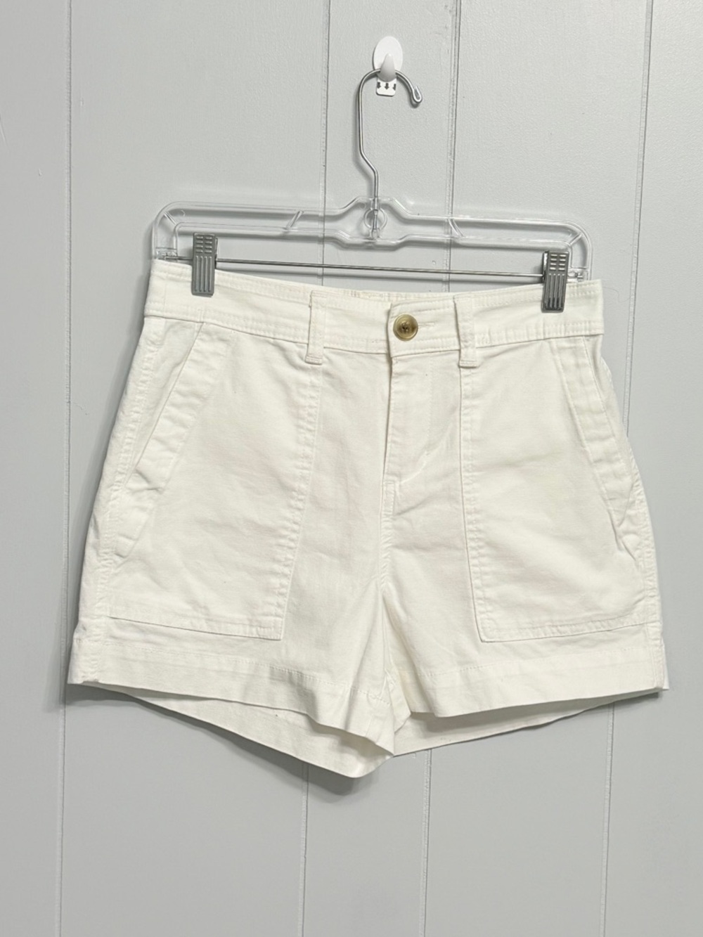 #8) a new day White High-Rise Utility Shorts